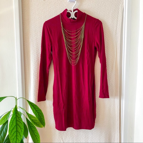 Dynamite Bodycon Mock Neck Mini Dress - Picture 1 of 6